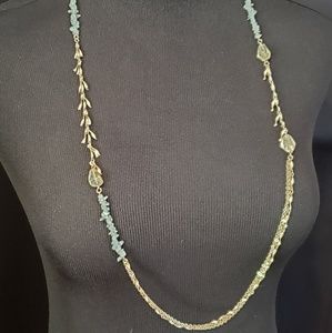 Aqua crystal and gold necklace